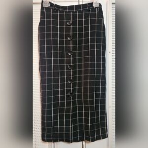 Forever 21 Black and White Grid Pencil Skirt Zip Back